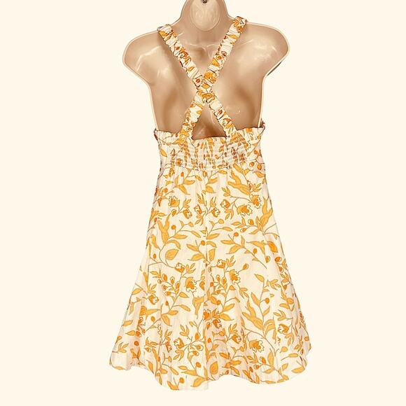 Anthropologie Maeve Sweetheart Orange White Floral Mini Dress X-Small - Picture 11 of 13